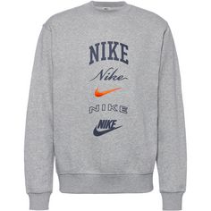Nike Club Sweatshirt Herren dk grey heather-safety orange
