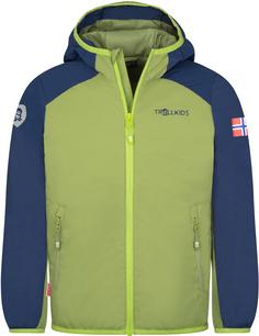 Trollkids Halsafjord Funktionsjacke Kinder kiwi-mystic blue-green lizard