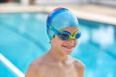 Rückansicht von ZOGGS Bondi Junior Schwimmbrille Kinder green blue-tint blue