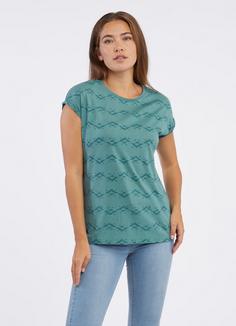 Rückansicht von Ragwear Diona Print T-Shirt Damen ocean green