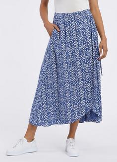 Rückansicht von Ragwear Sabinna Print Maxirock Damen indigo blue