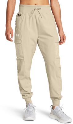 Rückansicht von Under Armour RUN TRAIL Laufhose Damen khaki base-silt-reflective