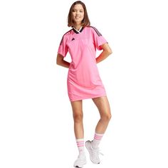 Rückansicht von adidas Tiro Kurzarmkleid Damen lucid pink-black