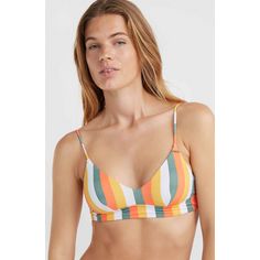 Rückansicht von O'NEILL Wave Bikini Oberteil Damen orange multistripe