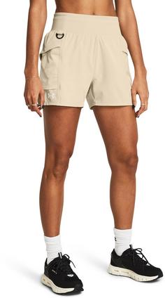 Rückansicht von Under Armour RUN TRAIL Laufshorts Damen khaki base-silt-reflective