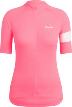 Rapha Core Lightweight Fahrradtrikot Damen high-vis pink-white