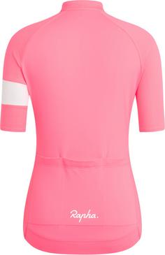 Rückansicht von Rapha Core Lightweight Fahrradtrikot Damen high-vis pink-white