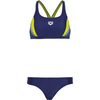 Arena Threefold Bikini Set Damen - navy-grey blue-soft green