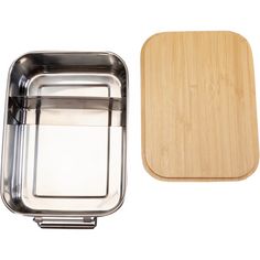 Rückansicht von Origin Outdoors Bamboo-Clip Lunchbox edelstahl-braun