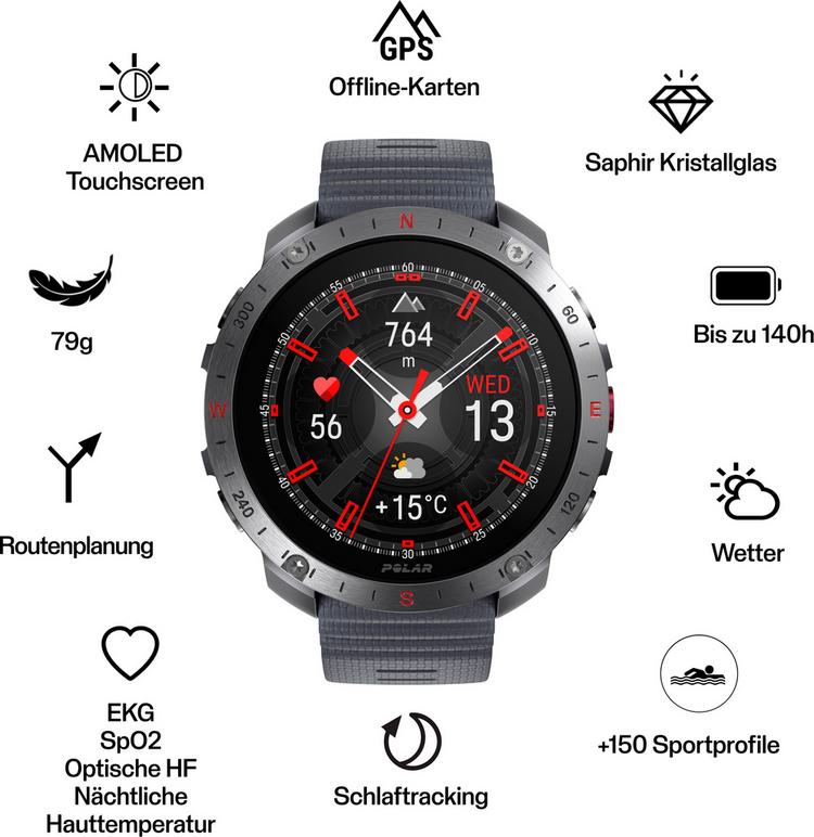 Polar Polar GRIT X2 PRO Sportuhr - stone-gray - 9 | SportScheck
