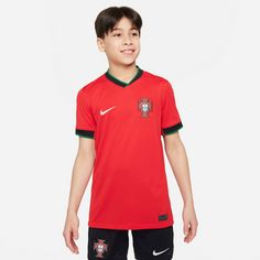 Rückansicht von Nike Portugal 2024 Heim Fußballtrikot Kinder university red-pine green-sail