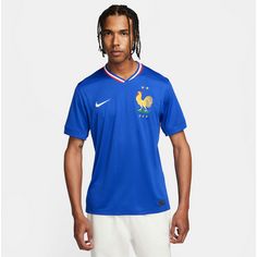 Rückansicht von Nike Frankreich 2024 Heim Fußballtrikot Herren bright blue-university red-white