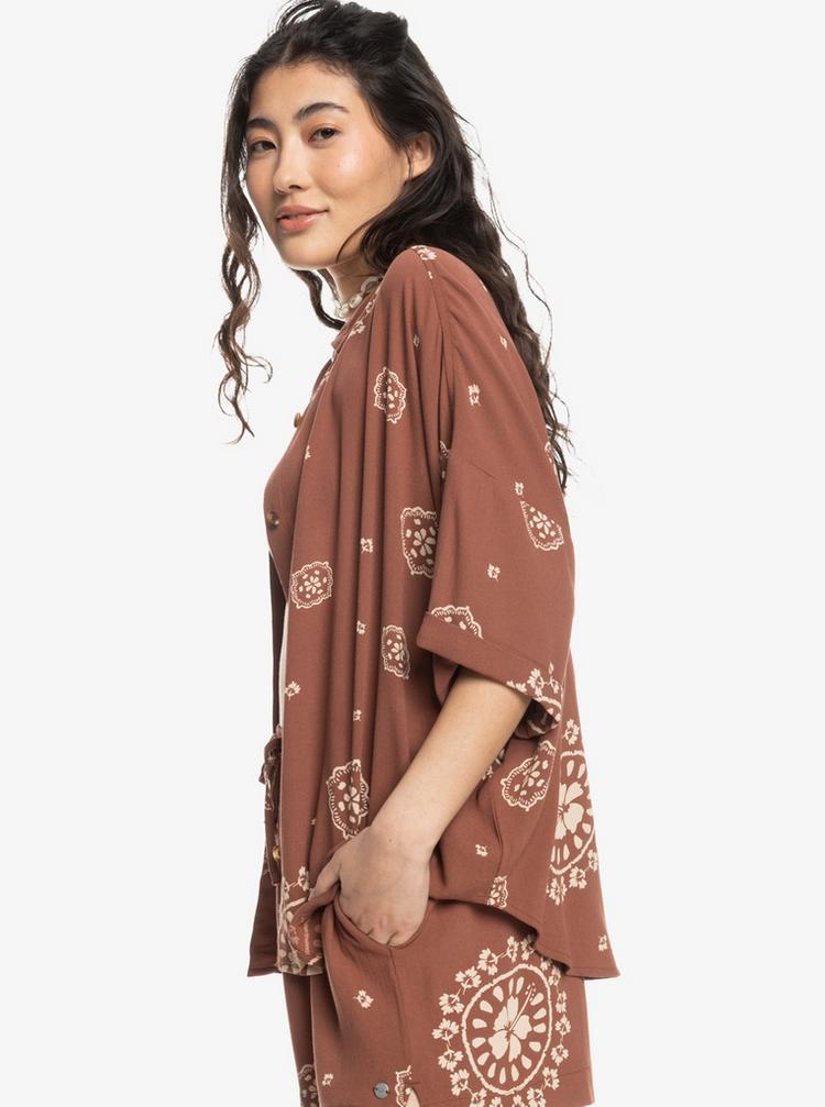 Roxy Roxy Beach Nostalgia Kurzarmbluse Damen - root beer bacan bandana - 1 | SportScheck