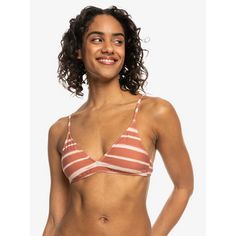 Rückansicht von Roxy Beach Classic Bikini Oberteil Damen cedar wood happy stripe