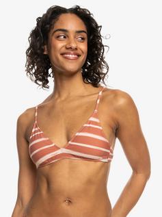 Rückansicht von Roxy Beach Classic Bikini Oberteil Damen cedar wood happy stripe