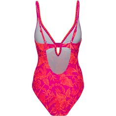 Rückansicht von VENICE BEACH Badeanzug Damen blumendruck pink-orange