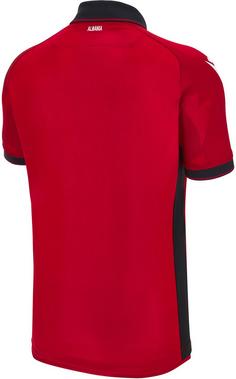 Rückansicht von macron Albanien 2024 Heim Fußballtrikot Herren rot
