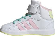 Rückansicht von adidas GRAND COURT MID Sneaker Kinder ftwr white-clear pink-ice yellow