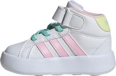 Rückansicht von adidas GRAND COURT MID Sneaker Kinder ftwr white-clear pink-ice yellow