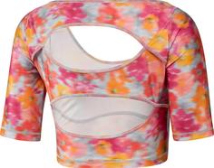 Rückansicht von adidas STELLA MCCARTNEY Croptop Damen active gold-real pink-clear onix