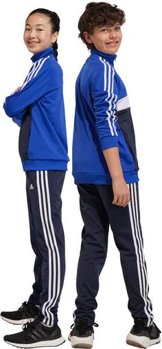 Rückansicht von adidas Trainingsanzug Kinder semi lucid blue-white-legend ink-white