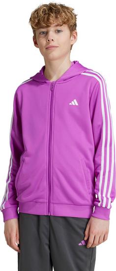 Rückansicht von adidas TRAINING ESSENTIALS 3 STRIPES Trainingsjacke Kinder purple burst-white