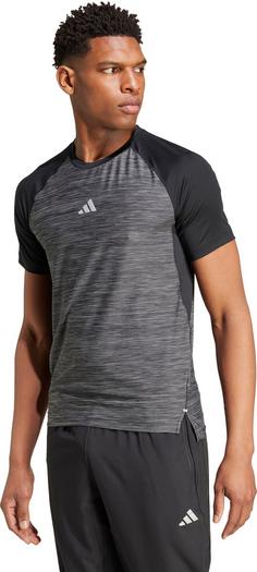 Rückansicht von adidas GYM+ 3Streifen Funktionsshirt Herren black melange