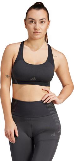 Rückansicht von adidas Sport-BH Damen black-grey six