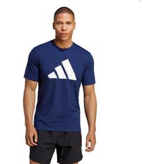 Rückansicht von adidas Training Essentials Logo Funktionsshirt Herren dark blue