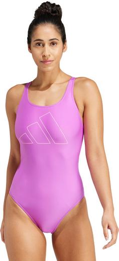 Rückansicht von adidas BIG BARS Schwimmanzug Damen purbur