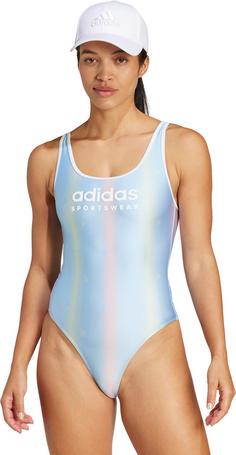 Rückansicht von adidas TIRO Badeanzug Damen globlu-white