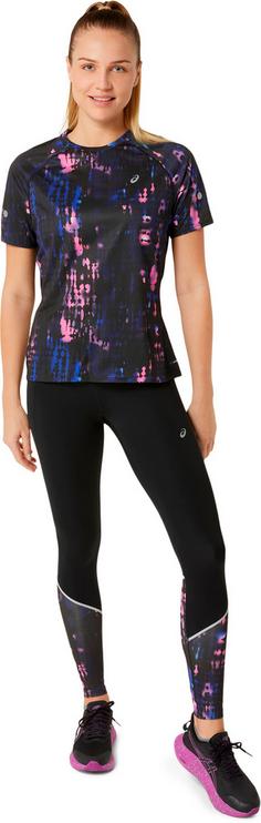 Rückansicht von ASICS ROAD LITE-SHOW Lauftights Damen performance black bold magenta