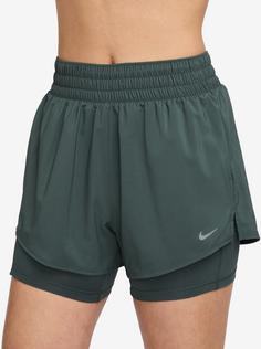 Rückansicht von Nike One Funktionsshorts Damen vintage green-reflective silv