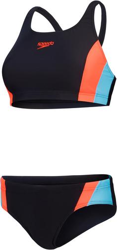 SPEEDO Colourblock Splice Bikini Set Damen black-siren red-picton