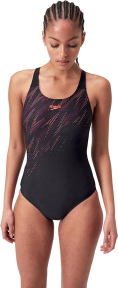 Rückansicht von SPEEDO HyperBoom Placement Schwimmanzug Damen black-siren red-plum dandy