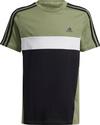 adidas 3 STRIPES T-Shirt Kinder - tent green-black-white
