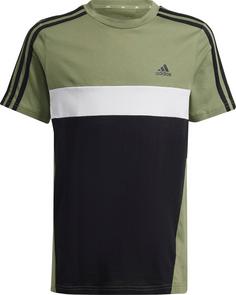 adidas 3 STRIPES T-Shirt Kinder tent green-black-white