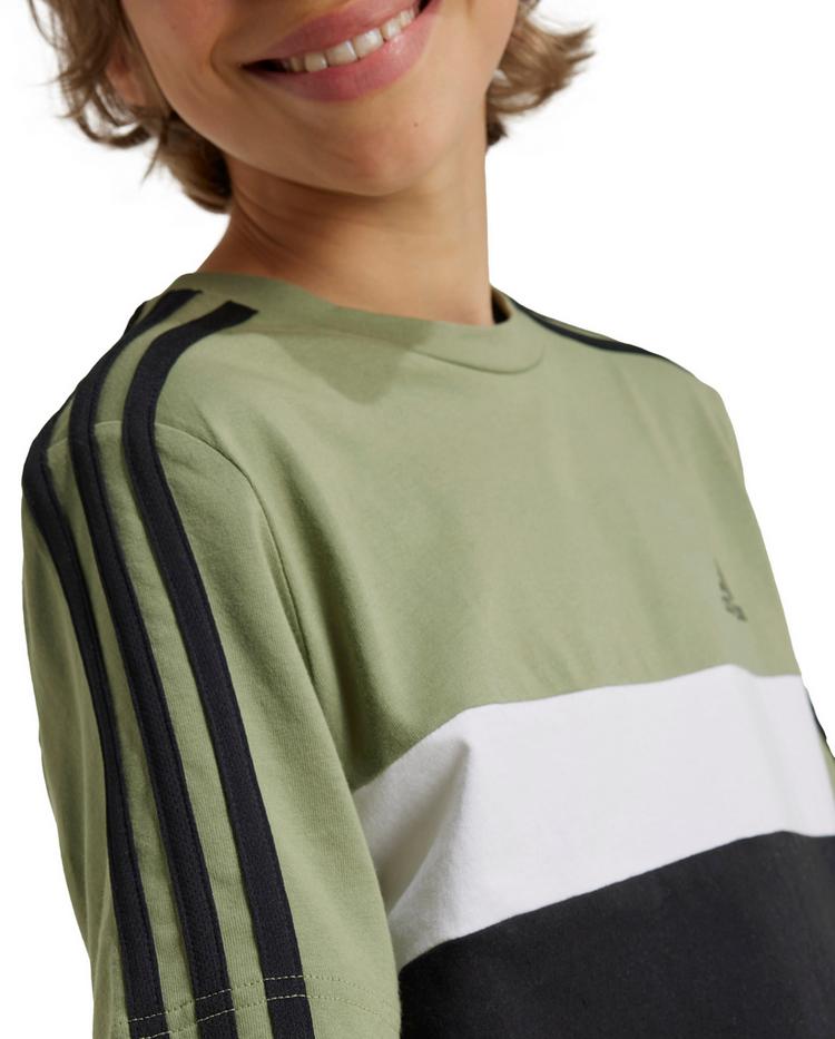 adidas adidas 3 STRIPES T-Shirt Kinder - tent green-black-white - 3 | SportScheck