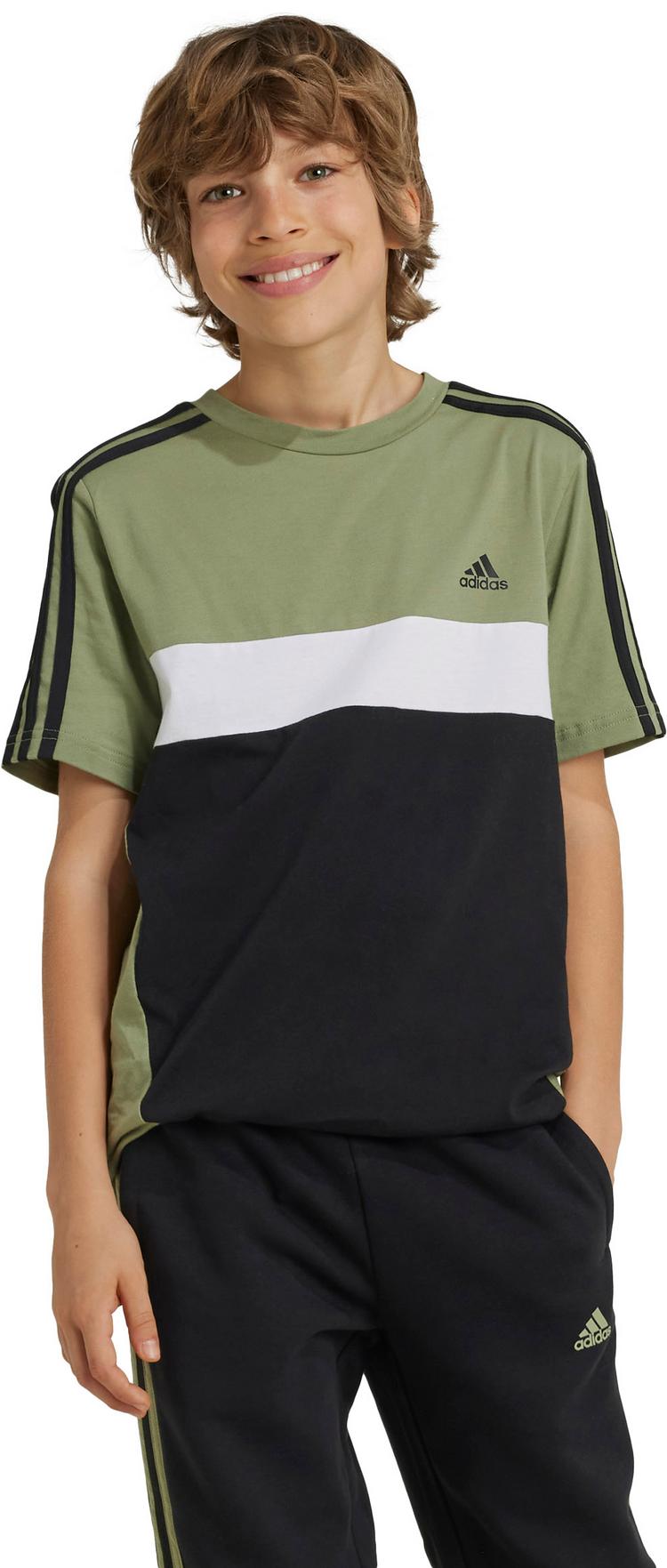 adidas adidas 3 STRIPES T-Shirt Kinder - tent green-black-white - 4 | SportScheck
