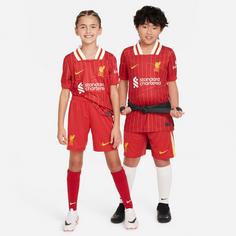 Rückansicht von Nike FC Liverpool 24-25 Heim Fußballshorts Kinder gym red-white-chrome yellow