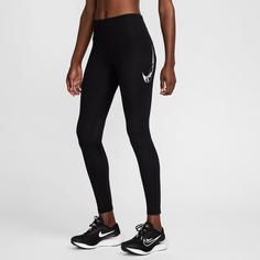 Rückansicht von Nike DF FAST 7/8-Lauftights Damen black-white