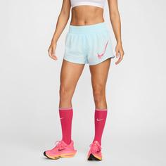 Rückansicht von Nike SWOOSH Laufshorts Damen glacier blue-aster pink