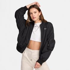 Rückansicht von Nike NSW Essential Bomberjacke Damen black-white