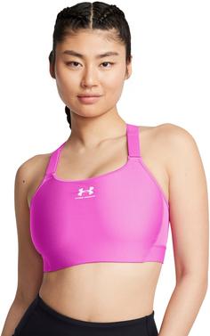 Rückansicht von Under Armour HeatGear High Sport-BH Damen vivid magenta