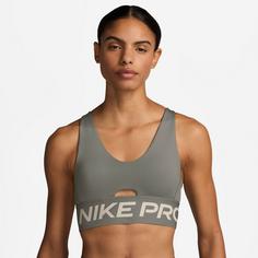 Rückansicht von Nike INDY PLUNGE Sport-BH Damen light army-lt orewood brn-white