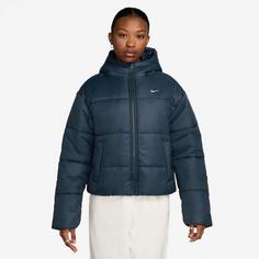 Rückansicht von Nike NSW Classic Therma Fit Steppjacke Damen armory navy-white