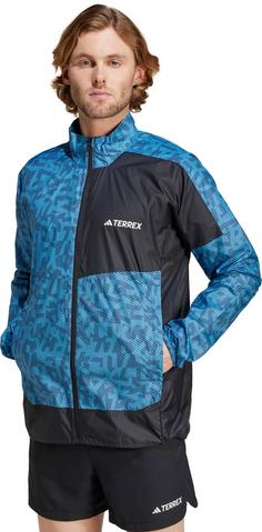 Rückansicht von adidas TRAIL WIND Laufjacke Herren pulblu-black