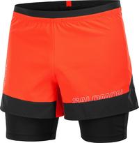 Salomon CROSS 2IN1 Laufshorts Herren - cherry tomato-deep black