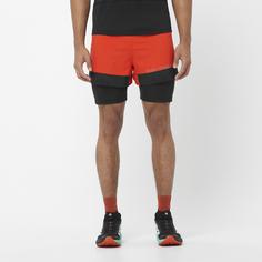 Rückansicht von Salomon CROSS 2IN1 Laufshorts Herren cherry tomato-deep black