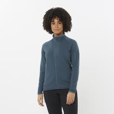 Rückansicht von Salomon ESSENTIAL LIGHTWARM Fleecejacke Damen midnight navy